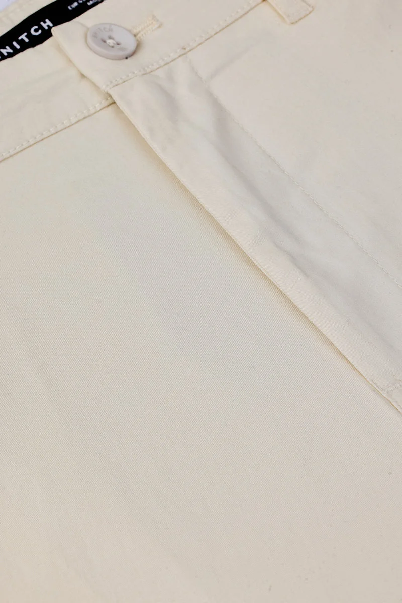 Snitch Cream Straight Fit Stretch Trousers for Men | Best Price UAE